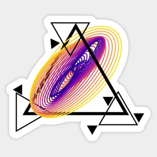 Harmonic Motion Geometry | Plasma Wormhole Yellow Red Blue Sticker